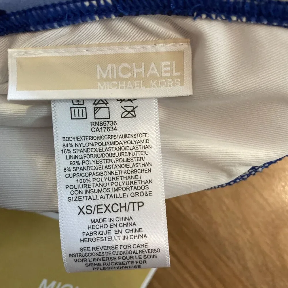 Michael Kors Women's Blue Logo Halter Bikini Top Size XS $98